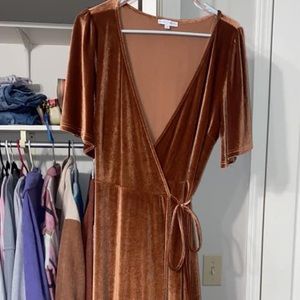 XL Baltic Born Rust Velvet Wrap Dress